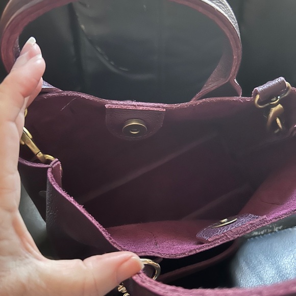 Portland Leather Chic Plum small Tote Bag and Wallet Set - Picture 3 of 4